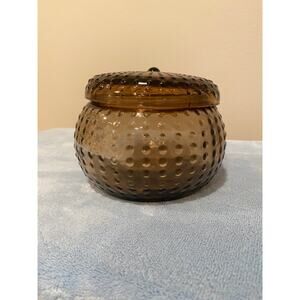 Hobnail Glass Decorative Bowl with Lid - Vintage